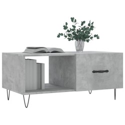 Table basse gris béton 90x50x40 cm bois d'ingénierie 
