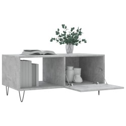 Table basse gris béton 90x50x40 cm bois d'ingénierie 