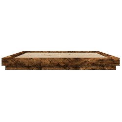 Cadre de lit et lumières LED sans matelas chêne fumé 200x200 cm 