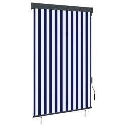 Store roulant d'extérieur 120x250 cm Bleu et blanc 