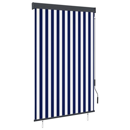 Store roulant d'extérieur 120x250 cm Bleu et blanc 