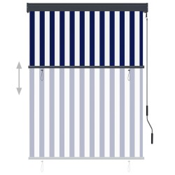 Store roulant d'extérieur 120x250 cm Bleu et blanc 
