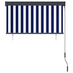 Store roulant d'extérieur 120x250 cm Bleu et blanc 