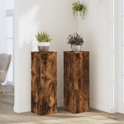 Supports pour plantes 2 pcs chêne fumé bois d'ingénierie 
