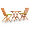 Ensemble de bistro 3 pcs avec coussins vert vif Bois de teck 