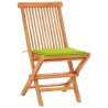 Ensemble de bistro 3 pcs avec coussins vert vif Bois de teck 
