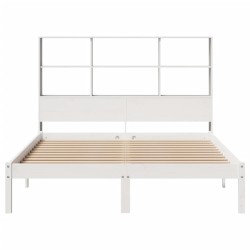 Lit bibliothèque sans matelas blanc 120x200 cm bois pin massif 