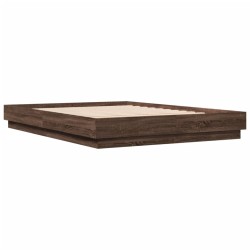 Cadre de lit avec LED sans matelas chêne marron 150x200 cm 