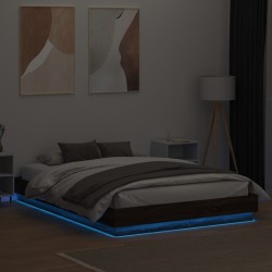Cadre de lit avec LED sans matelas chêne marron 150x200 cm 