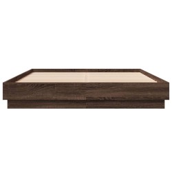 Cadre de lit avec LED sans matelas chêne marron 150x200 cm 