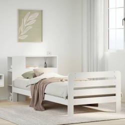 Cadre de lit sans matelas blanc 90x190 cm bois de pin massif 
