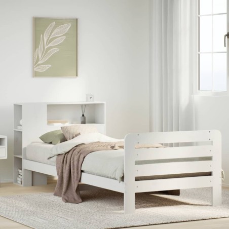 Cadre de lit sans matelas blanc 90x190 cm bois de pin massif 