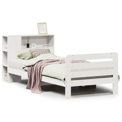 Cadre de lit sans matelas blanc 90x190 cm bois de pin massif 