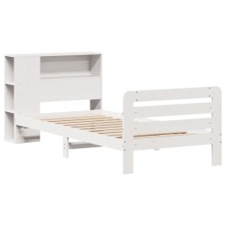 Cadre de lit sans matelas blanc 90x190 cm bois de pin massif 
