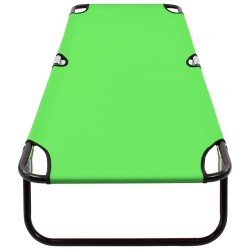 Chaise longue pliable acier vert 