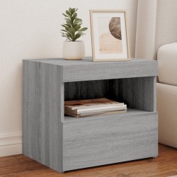 Table de chevet avec lumières LED sonoma gris 50x40x45 cm 