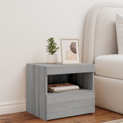 Table de chevet avec lumières LED sonoma gris 50x40x45 cm 