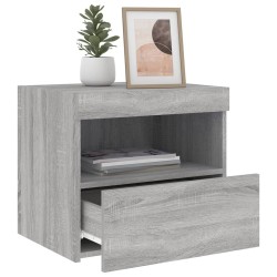 Table de chevet avec lumières LED sonoma gris 50x40x45 cm 