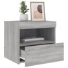 Table de chevet avec lumières LED sonoma gris 50x40x45 cm 
