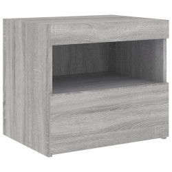 Table de chevet avec lumières LED sonoma gris 50x40x45 cm 