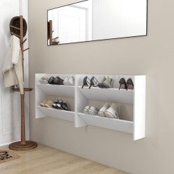 Armoires à chaussures murales 2 pcs Blanc 80x18x60 cm Aggloméré 