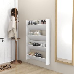 Armoires à chaussures murales 2 pcs Blanc 80x18x60 cm Aggloméré 