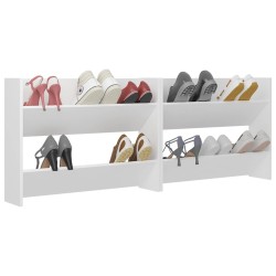 Armoires à chaussures murales 2 pcs Blanc 80x18x60 cm Aggloméré 