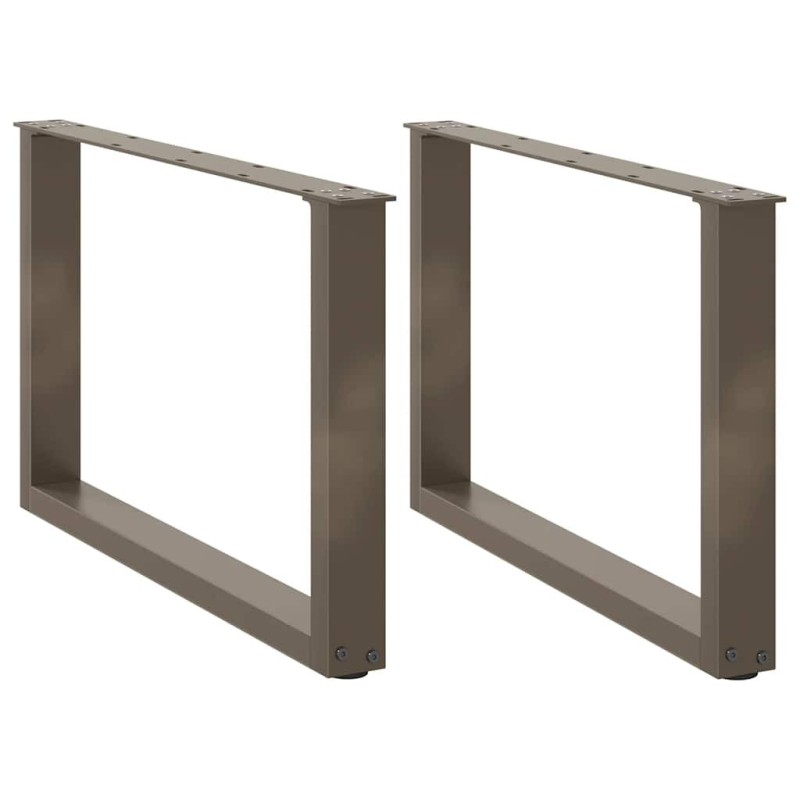 Pieds de table basse en U, 2 pièces, acier naturel, 70 x (42-43) cm 