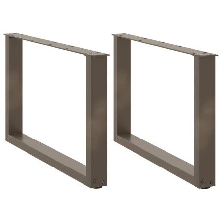 Pieds de table basse en U, 2 pièces, acier naturel, 70 x (42-43) cm 