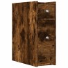 Armoire de salle de bain étroite avec roulettes chêne fumé 