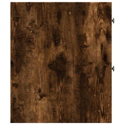Armoire de salle de bain étroite avec roulettes chêne fumé 