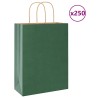 Sacs en papier 250 pcs avec poignées vert 26x12x35 cm 