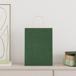 Sacs en papier 250 pcs avec poignées vert 26x12x35 cm 