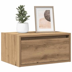 Table de chevet murale avec lumières LED chêne artisanal 