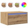 Table de chevet murale avec lumières LED chêne artisanal 