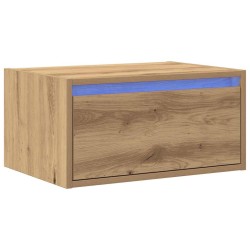 Table de chevet murale avec lumières LED chêne artisanal 