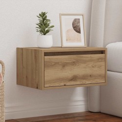 Table de chevet murale avec lumières LED chêne artisanal 