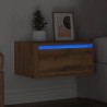 Table de chevet murale avec lumières LED chêne artisanal 