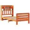 Lit bibliothèque sans matelas cire marron 75x190 cm pin massif 
