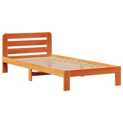 Lit bibliothèque sans matelas cire marron 75x190 cm pin massif 