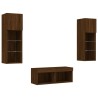 Meuble TV muraux 4 pcs avec lumières LED chêne marron 