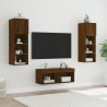 Meuble TV muraux 4 pcs avec lumières LED chêne marron 