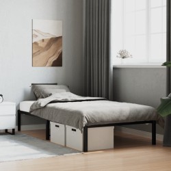 Cadre de lit métal sans matelas noir 107x203 cm 