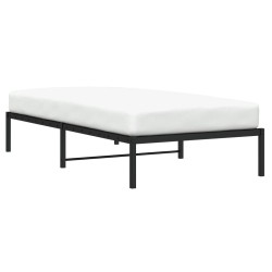 Cadre de lit métal sans matelas noir 107x203 cm 