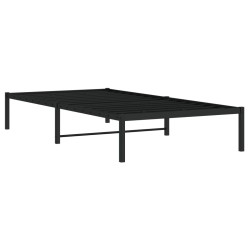Cadre de lit métal sans matelas noir 107x203 cm 