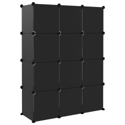 Cubes de rangement 12 pcs Noir PP 
