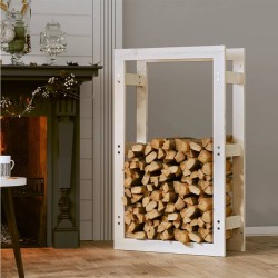Support pour bois de chauffage Blanc 60x25x100 cm Bois de pin 