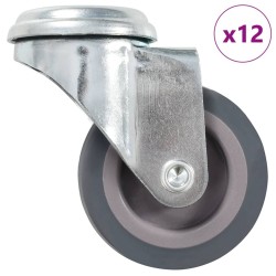 12 pcs Roulettes pivotantes à trou de boulon 50 mm 