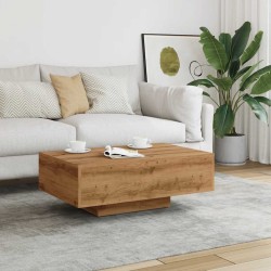 Table basse chêne artisanal 85x55x31 cm bois d'ingénierie 