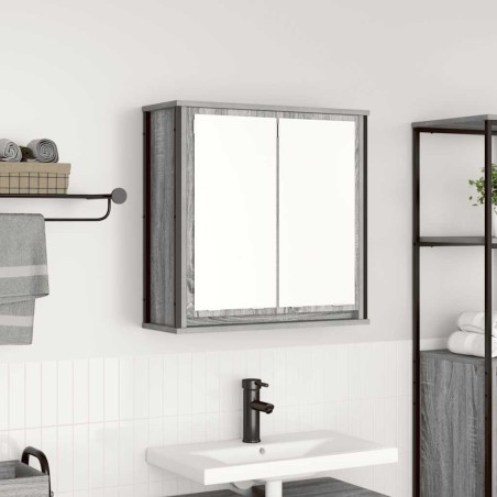 Armoire murale de salle de bain miroir sonoma gris 60x21x60 cm 